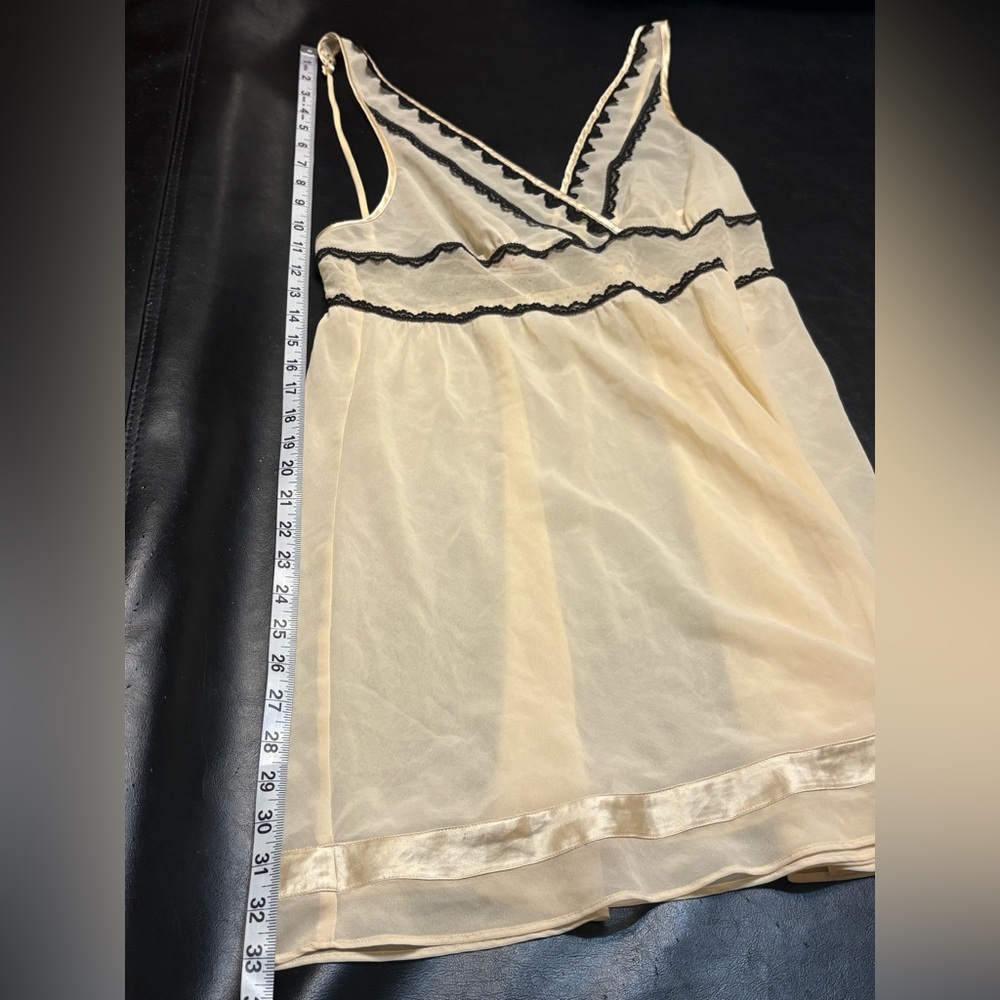 Victorias Secret Angels Slip Dress Chemise Nightie size S Beige Black Lace Sheer - Picture 11 of 12
